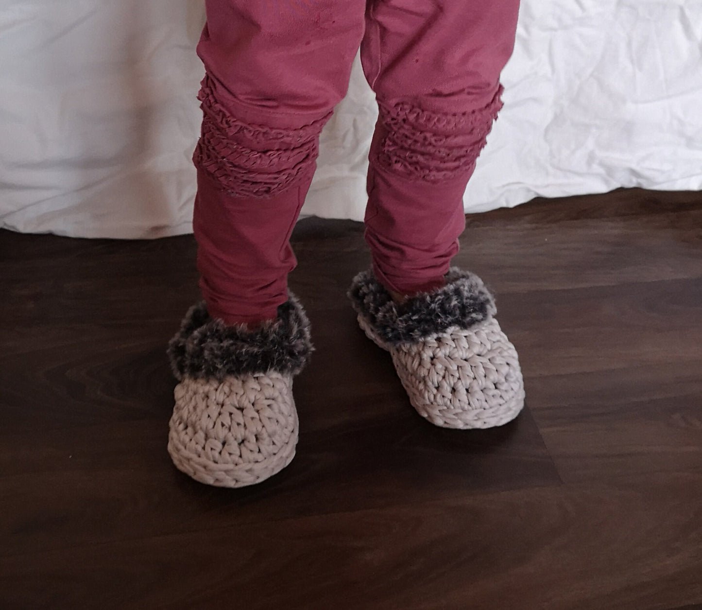 Kids T-Shirt Yarn Slippers Crochet Pattern PDF