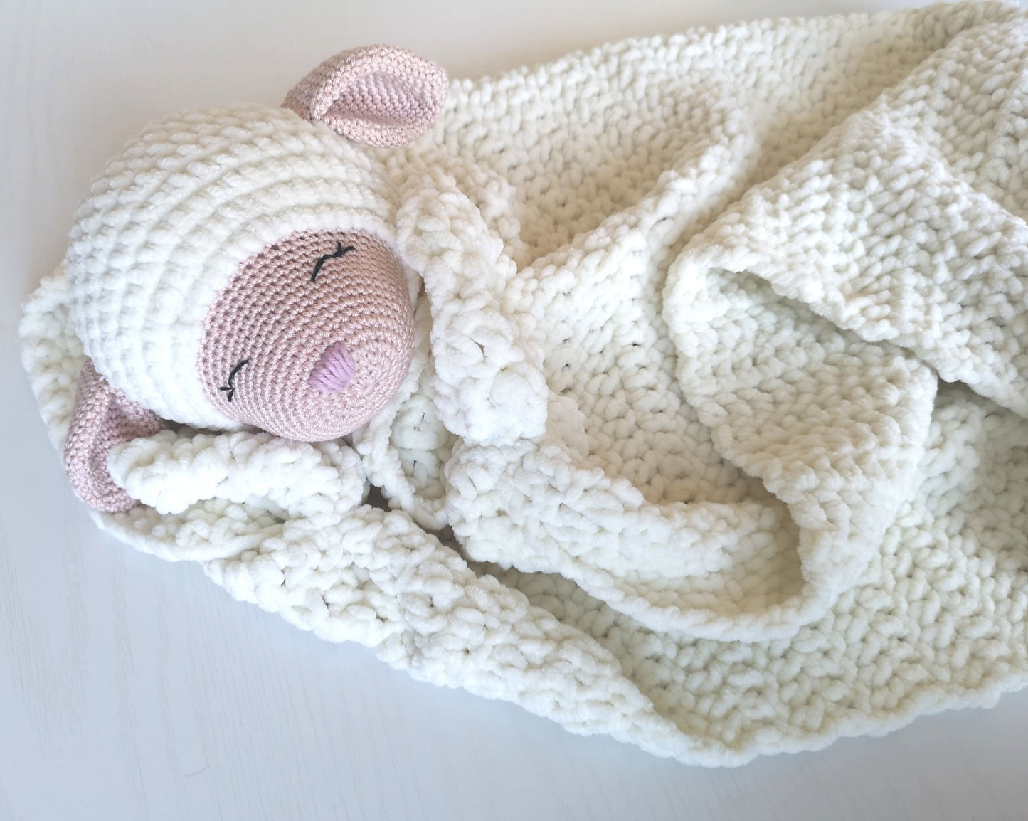 Cozy Lamb Baby Blanket Crochet Pattern PDF