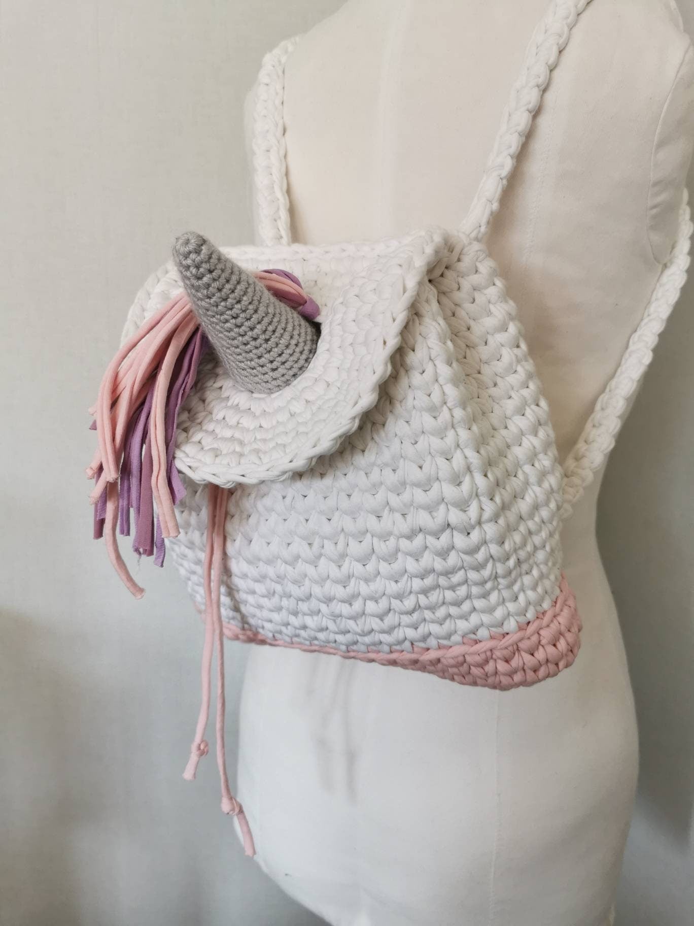 Unicorn T-Shirt Yarn Backpack Crochet Pattern PDF