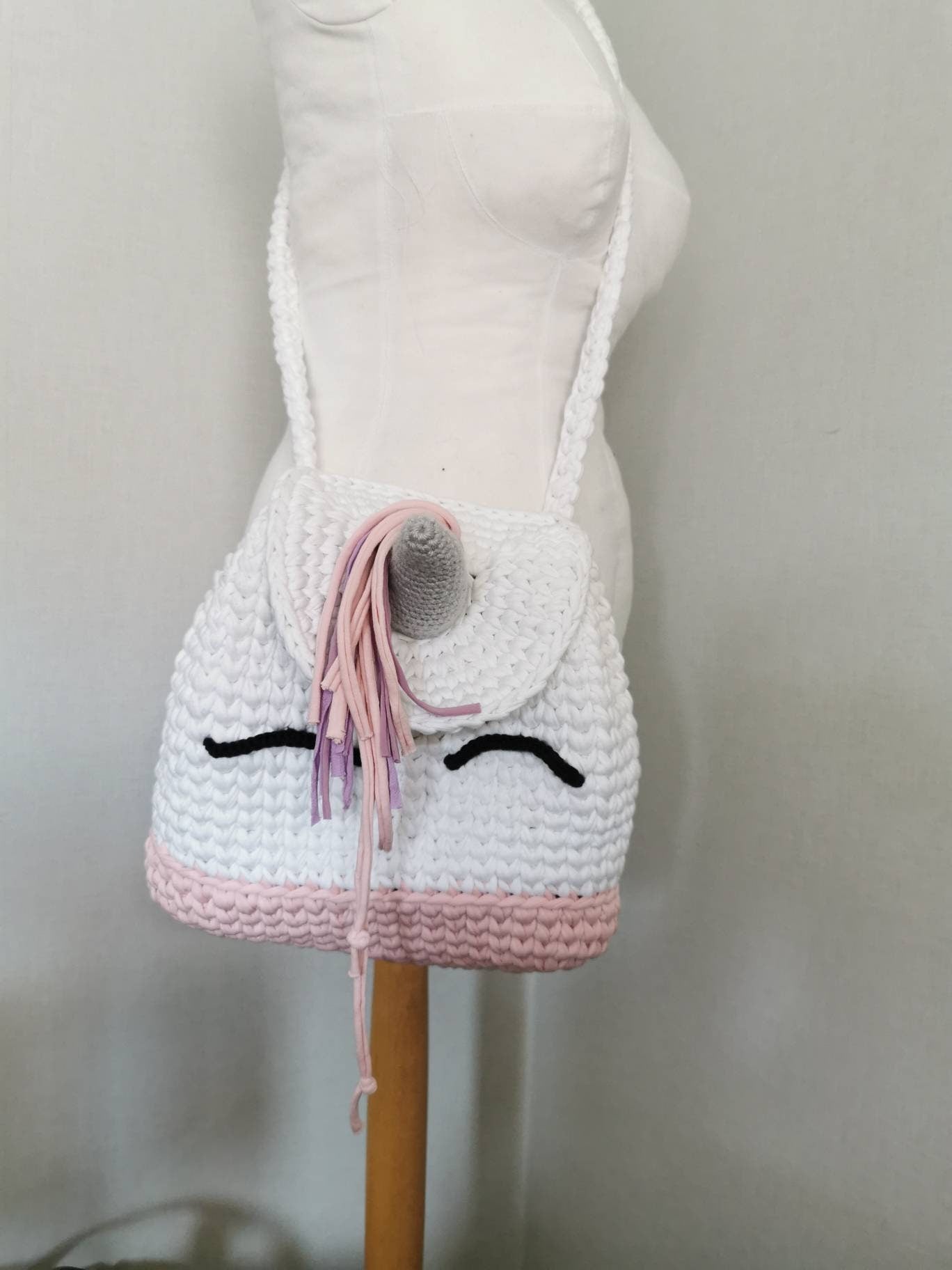 Unicorn T-Shirt Yarn Backpack Crochet Pattern PDF