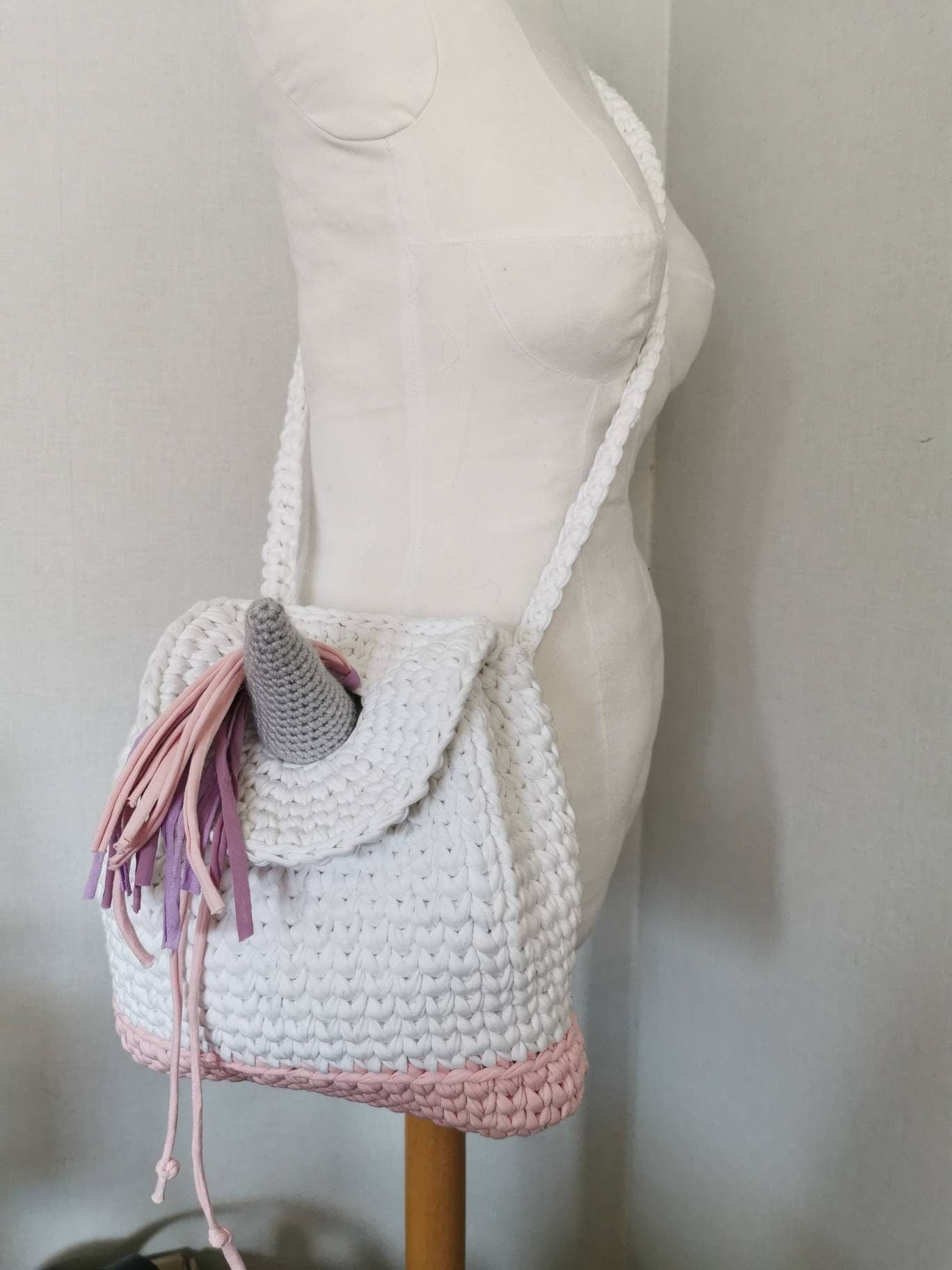 Unicorn T-Shirt Yarn Backpack Crochet Pattern PDF