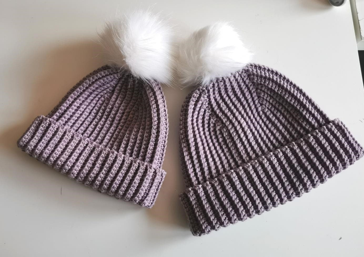 Mommy and Me Ribbed Beanie Crochet Pattern PDF