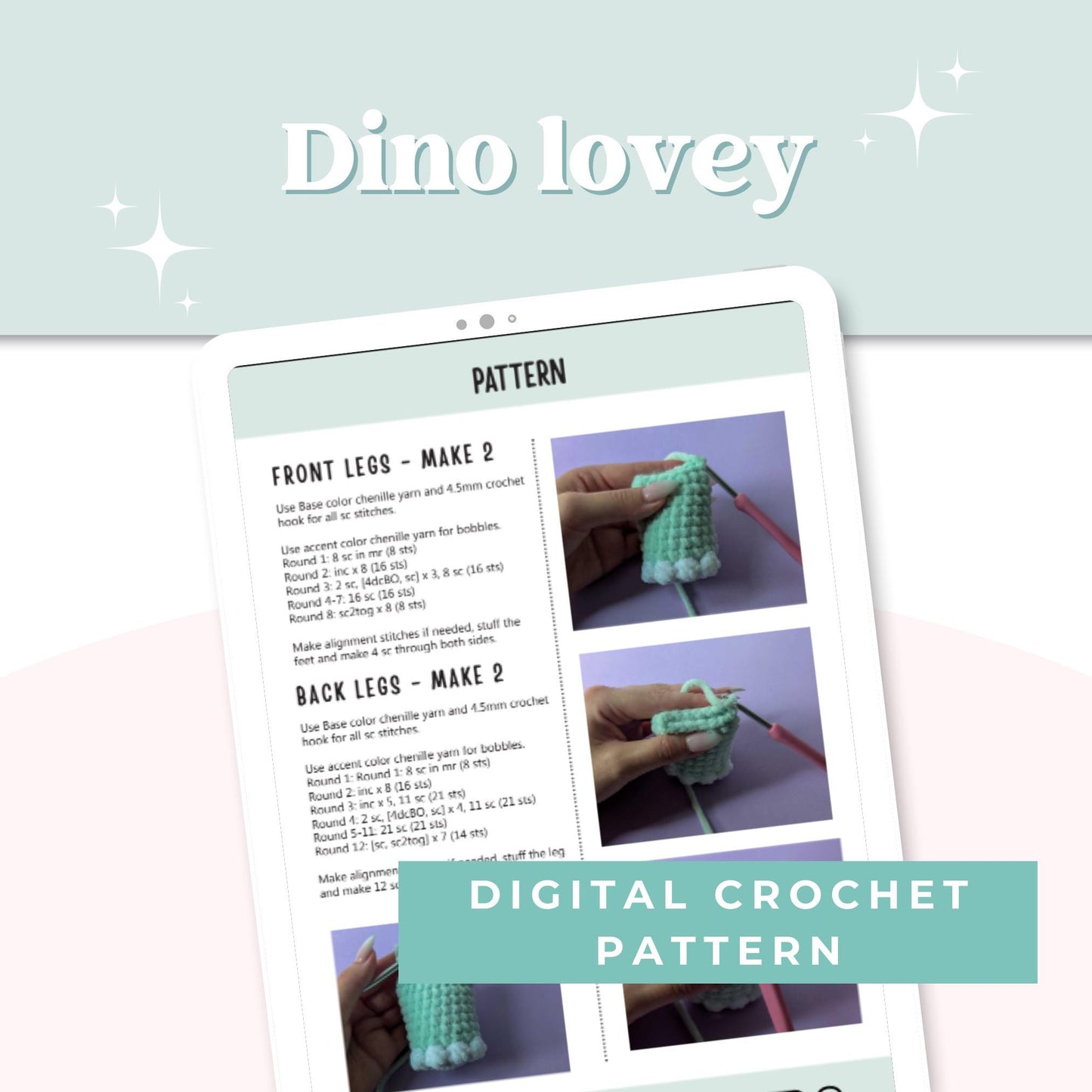 Dinosaur Lovey Crochet Pattern PDF